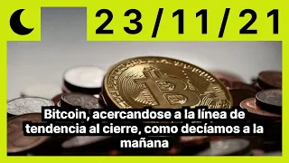 Bitcoin, acercandose a la línea de tendencia al cierre, como decíamos a la mañana.