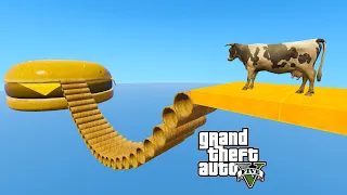 Crazy Cow Parkour Challenge | Desafio de Parkour de Vaca louco | GTA 5