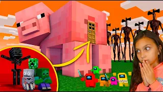 МИНИ ШКОЛА МОНСТРОВ МАЙНКРАФТ в AMONG US! Monster School MINECRAFT НЕ ЗАСМЕЙСЯ ЧЕЛЛЕНДЖ Валеришка