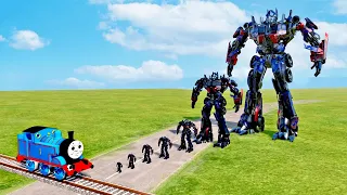 Big & Small Optimus Prime Transformer vs Train Thomas | BeamNG.Drive