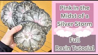 (962) 🌸 Pink in the Midst of a Silver Storm 🌸 3D EFFECT Coasters Full RESIN TUTORIAL 03/04/24