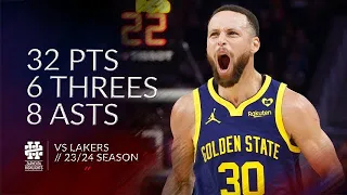 Stephen Curry 32 pts 6 threes 8 asts vs Lakers 23/24 season