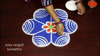 Beautiful Friday kolam rangoli designs🌺Easy Karthika masam muggulu with 3 dots