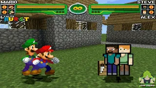 M.U.G.E.N. Battles | Mario/Luigi vs Steve/Alex | Super Mario vs Minecraft