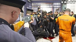 GTA 5 -👮‍♂️Police Michael and Trevor Saving Franklin from LSPD Prison!(FIVE STAR COP BATTLE)