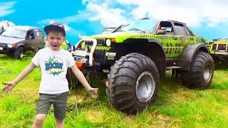 Car for kids stuck in the mud Funny Alex and Power Wheel Truck to help