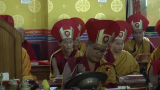 Mingyur Rinpoche presiding over a purification puja at Tergar Osel Ling Monastery, Nepal