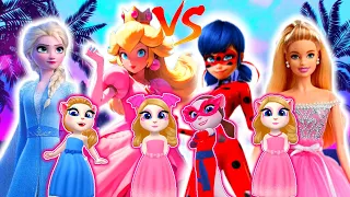 My Talking Angela 2 New Update Gameplay Elsa Frozen Vs Princess Peach Vs Ladybug Vs Barbie