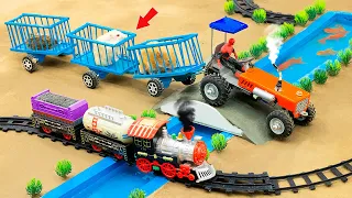 DIY tractor safety bridge for train science project | DIY truck transport Hamster 🐹 | @Sun Farming