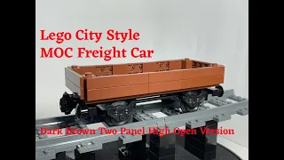 Lego City Train Style MOC Freight Car - Dark Brown Two Panel High Open Version