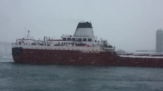 ROGER BLOUGH in the heavy snow under the Blue Water Bridge - 12/11/2016: