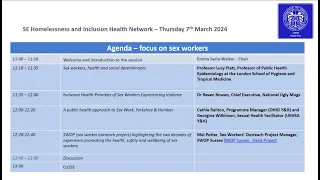 Webinar 36: Sex Workers; SE Homelessness and Inclusion Health Network