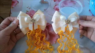 DIY/Нарядные бантики с локонами (трессами)/Elegant bows with curls (tresses)/МК