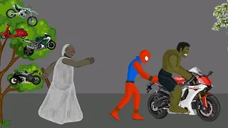 Granny vs Spider Man vs Hulk Bike Funny Animations Drawing Cartoons 2