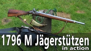 Original military flintlock rifle in action - 1796 M Jagerstuetzen