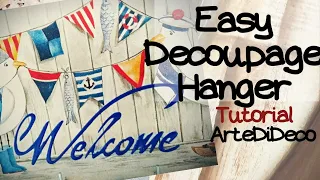 Decoupage easy: Hanger! Very easy  hanger with napkin without decoupage glue! ArteDiDeco [CC]