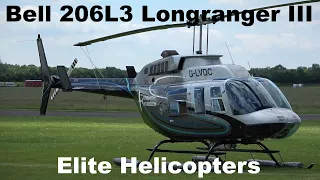 Bell 206L3 Longranger III engine start, takeoff and landing at North Weald Airfield G-LVDC