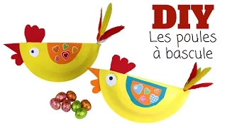 Fabriquer une poule à bascule avec une assiette en carton (DIY / Tutoriel vidéo Pâques 10 Doigts)