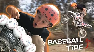 We Built A TIRE Out Of BASEBALLS! Huge Jump & Epic Ending!!