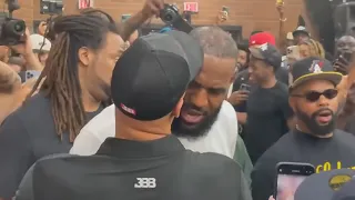 LeBron James shows love to LaVar Ball at his Drew League return