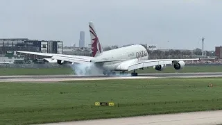 3 Airbus A380  in a row landing in to Heathrow, 3 monsters of the skies.