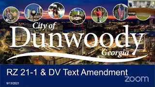 Dunwoody City Council Meeting for September 13, 2021