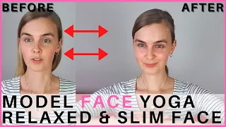 Relaxing Face Yoga with Face Roller | Model Face Yoga 2021 (lymphatic drainage) ~ Anna Veronika