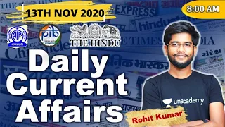 Daily Current Affairs (13th November 2020) | IBPS/SBI/RBI/RRB | Mains | Rohit Kumar
