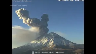 Mexican volcano spews lava and gases