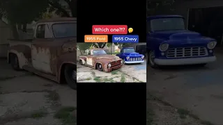 WHICH IS BETTER IN 1955? #caseyscustoms CHEVY TRUCK OR FORD TRUCK?