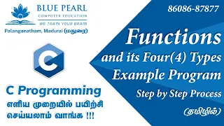 Functions and Its four Types return C program in Tamil Step by Step Process சி புரோகிராமிங் தமிழில்