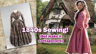 I made a cottagecore dress inspired by the 1840s || Sewing an every day dress for history bounding