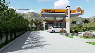Landscape design 3D Walkthrough Animation video for Indian Oil Petrol Station