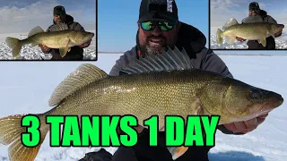 Ice Fishing TANK WALLEYE | Out with a BANG!