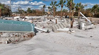 Hurricane Ian  Ft  Myers Beach Florida  Tsunami like power of storm surge from drone  part 2   4k