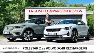 Polestar 2 vs Volvo XC40 Recharge: Comparsion incl. German Autobahn | English Review | 2021