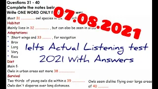 IELTS Listening Actual Test 2021 with Answers | 07.08.2021