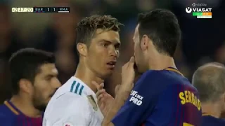 Sergi Roberto punches Marcelo (Red Card) - Lionel Messi Goal 2-1 | El Clasico / HD