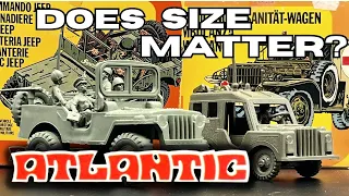 It´s all out of scale!! Vintage Atlantic plastic toy soldier 1/32 scale vehicles.