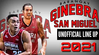 PBA UPDATE 2021| Ginebra San Miguel unofficial Line Up 2021|PBA Roster Update