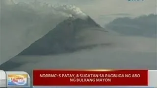 UB: NDRRMC: 5 patay, 8 sugatan sa pagbuga ng abo ng bulkang Mayon