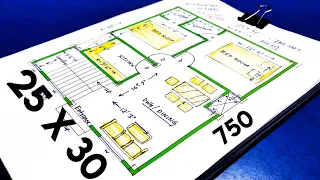 25 x 30 sqft house plan II 25 x 30 ghar ka naksha II 750 sqft house design