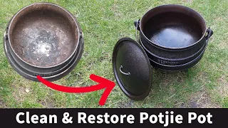 The Best Way To Clean & Season Your Potjie Pot / Cast Iron Pot / Clean Your Dutch Oven  #potjiekos