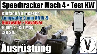 KW-Test Speedtracker Mach 4 • Radarmessgerät • V0 messen • Revolver & Pistole • inkl. 9 mm AR15-9