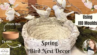 DIY Spring Bird Nest Decor using NEW IOD Moulds & Terracotta Pot | French Country Decor | Milk Paint