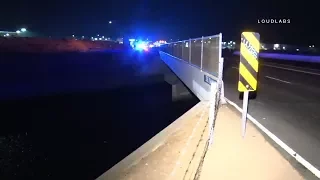 Car Into Aqueduct / Hesperia   RAW FOOTAGE