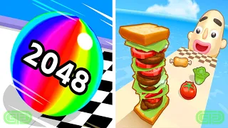 Ball Run 2048 Vs Sandwich Runner ⚽️  🍔 NEW UPDATE Android iOS Gameplay Walkthrough