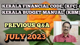 KERALA FINANCIAL CODE & KERALA BUDGET MANUAL - PREVIOUS Q&A - ACCOUNT TEST