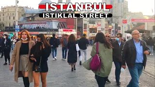 Istiklal Street | Afternoon Walking Tour in the Heart of Istanbul 28 October 2021 | 4k UHD 60fps