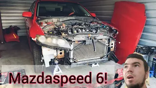 Mazdaspeed 6 front bumper, headlight, crash bar and hood removal